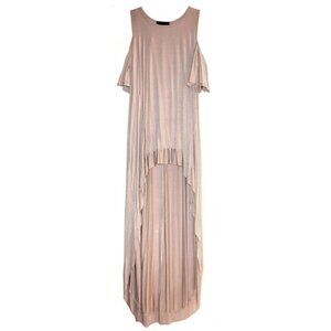 Rae Mode Hi Low Cold Shoulder Top in Beige Tan Neutral Viscose Modal Span Soft L